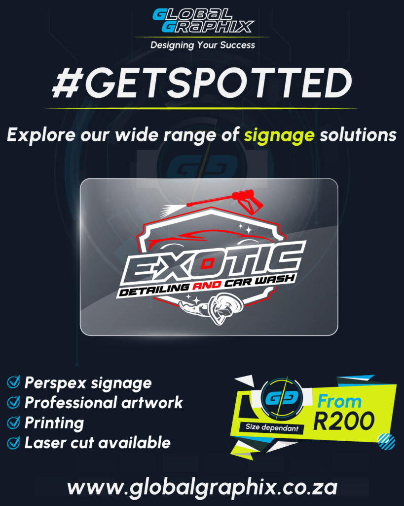 Perspex Signage design and print PMB South Africa